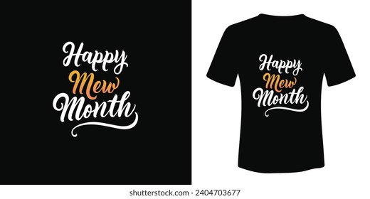 Free vector happy new month text typography t shirt design