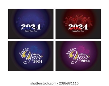 Free vector happy new year 2024 holiday background with firework decoration vector