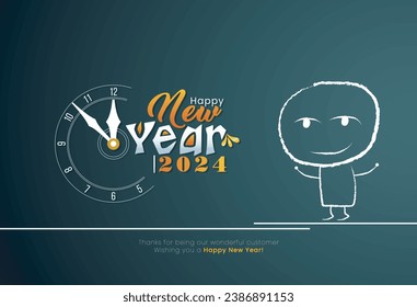 Free vector happy new year 2024 holiday background with firework decoration vector