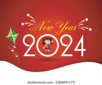 Gratuito vector feliz año nuevo 2024 fondo de vacaciones con vector decoración de fuegos artificiales