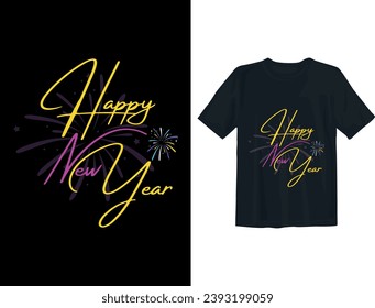 Kostenlose Vektorfreude im neuen Jahr Text Typografie T-Shirt-Design