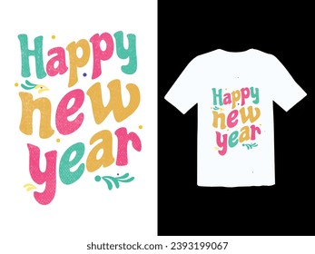 Free vector happy new year text typography t shirt design