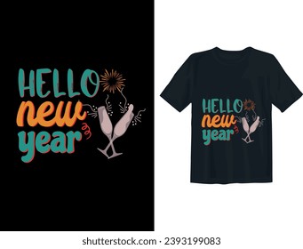 Free vector happy new year text typography t shirt design