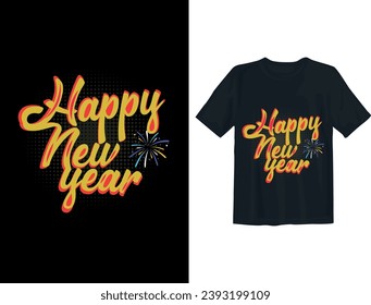 Free vector happy new year text typography t shirt design