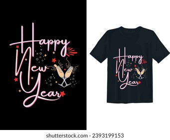 Free vector happy new year text typography t shirt design