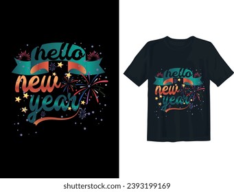 Free vector happy new year text typography t shirt design