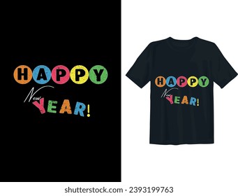 Diseño de camisetas de texto libre de vector feliz año nuevo