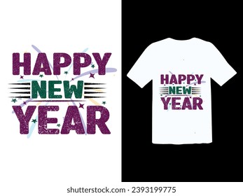 Kostenlose Vektorfreude im neuen Jahr Text Typografie T-Shirt-Design