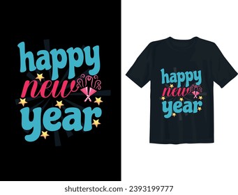 Free vector happy new year text typography t shirt design