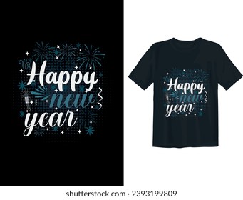 Free vector happy new year text typography t shirt design