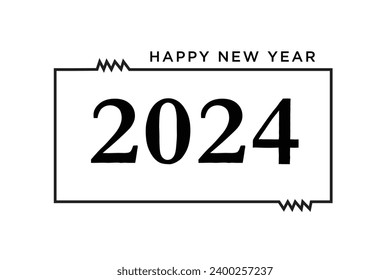 Libre vector feliz año nuevo año de invitación 2024 vector de diseño de tarjeta con fondo blanco, 2024 feliz logotipo de año nuevo banner postal diseño tarjeta de invitación