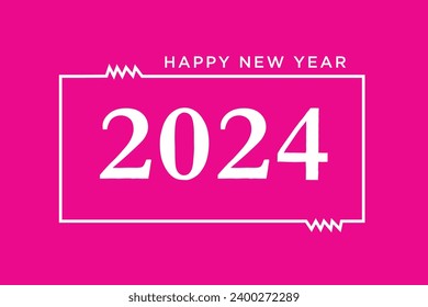 Free vector happy new year 2024 invitation card design vector with Pink Background, 2024 happy new year logo banner post design invitation card