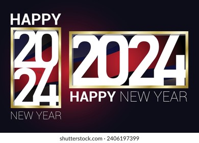 Vector libre Feliz Año Nuevo 2024 en fondo oscuro marco