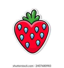 Free vector, heart strawberry valentine theme sticker