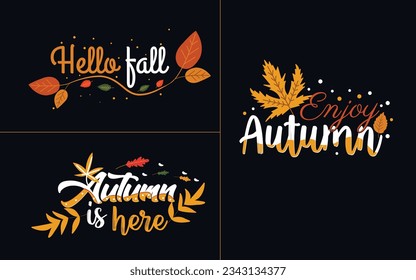 Free vector hello autumn background design with leaves and autumn elements.