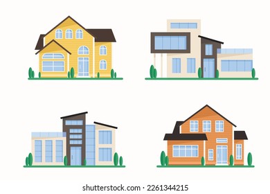 Free vector house architecture style set