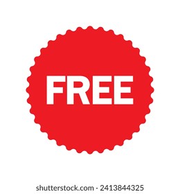 Free vector icon. Red badge sticker illustration sign. Promotion and advertising.