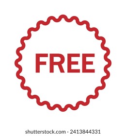 Free vector icon. Red badge sticker illustration sign. Promotion and advertising.