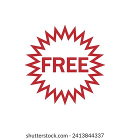 Free vector icon. Red badge sticker illustration sign. Promotion and advertising.