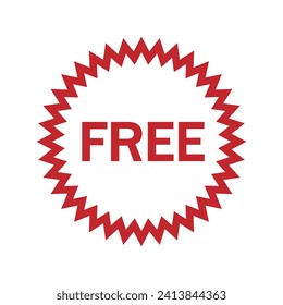 Free vector icon. Red badge sticker illustration sign. Promotion and advertising.