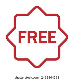 Kostenloses Vektorsymbol. Rotes Schild auf dem Aufkleber. Werbung und Werbung.