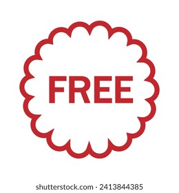 Free vector icon. Red badge sticker illustration sign. Promotion and advertising.
