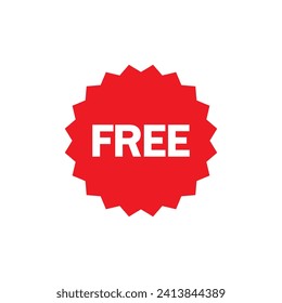 Free vector icon. Red badge sticker illustration sign. Promotion and advertising.