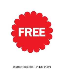 Free vector icon. Red badge sticker illustration sign. Promotion and advertising.