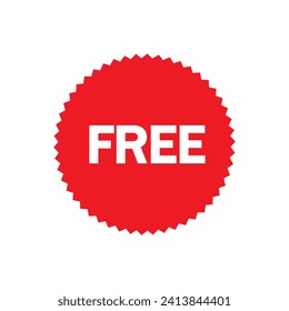 Free vector icon. Red badge sticker illustration sign. Promotion and advertising.