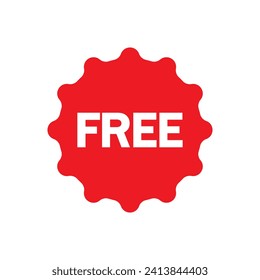 Free vector icon. Red badge sticker illustration sign. Promotion and advertising.