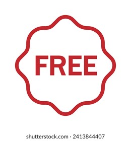 Free vector icon. Red badge sticker illustration sign. Promotion and advertising.