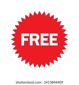 Free vector icon. Red badge sticker illustration sign. Promotion and advertising.