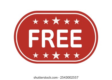 Free vector icon. Red badge sticker illustration sign. Promotion and advertising.