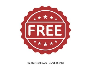Free vector icon. Red badge sticker illustration sign. Promotion and advertising.