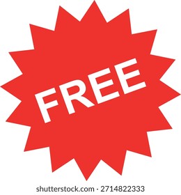 Icono de Vector gratis. Signo rojo de la ilustración de la etiqueta engomada de la insignia. Promoción y publicidad.