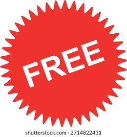 Icono de Vector gratis. Signo rojo de la ilustración de la etiqueta engomada de la insignia. Promoción y publicidad.