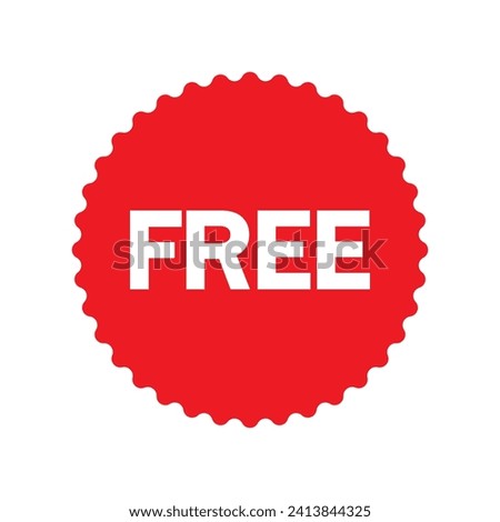 Free vector icon. Red badge sticker illustration sign. Promotion and advertising.