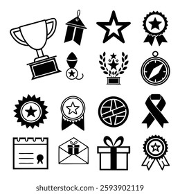 Free Vector Icons Trophy, Award, Medals, and Gift Illustrations for Design