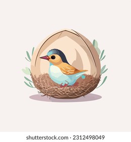 Free Vector Illustration Of A Bird With Nest