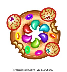 Free vector illustration of a crazy and scary donut monster sticker