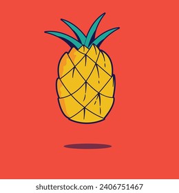 Free vector illustration of cute pineapple fruit.