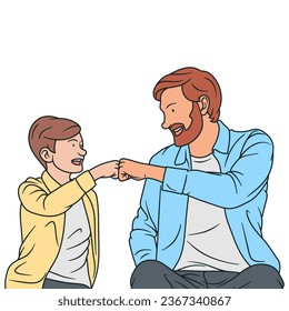 Free vector Illustration of father and son high-fiving