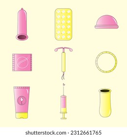 Free vector illustration image Concept of contraceptive method sprotection contraception prevention protection woman