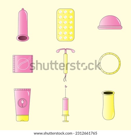 Free vector illustration image Concept of contraceptive method sprotection contraception prevention protection woman