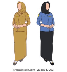 Free vector illustration of Indonesian civil servant uniforms