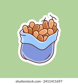 free vector, illustration of Ramadan theme stickers, a bag of dates
