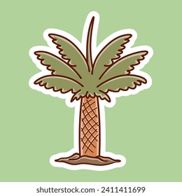 free vector, illustration of Ramadan theme sticker, date palm tree