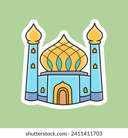 free vector, illustration of Ramadan theme sticker, grand mosque