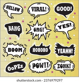 Free vector ilustrasion speech bubbles hand drawn coloring