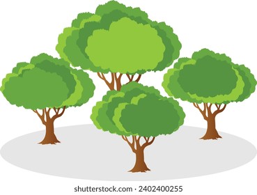 Free vector isolated tree icon on white background and shadow under it, for posters and children drawing ideas.